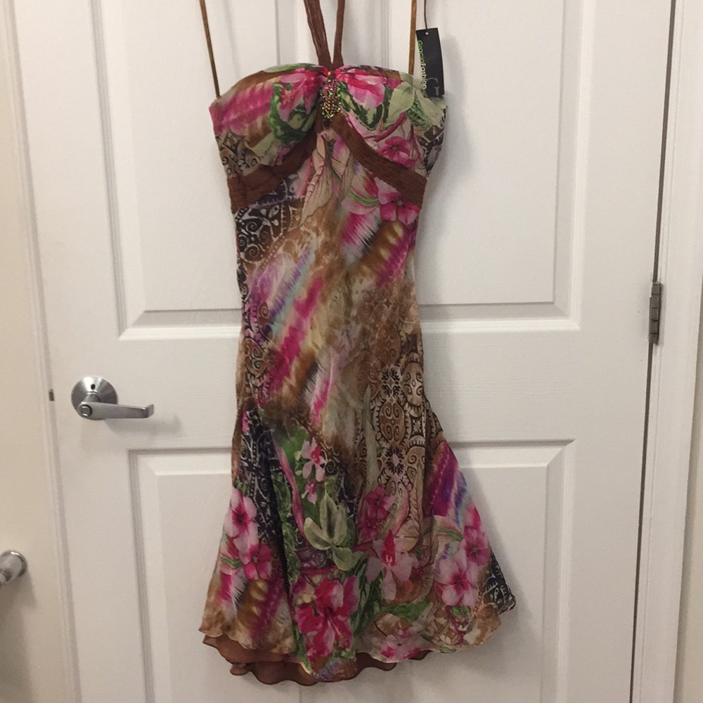 Printed halter dress